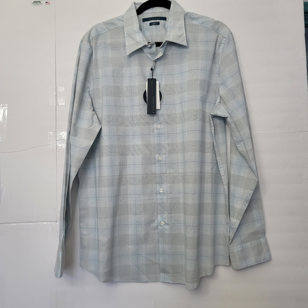 Perry Ellis Slim Fit Shirt Cerulean Dressy Essenti